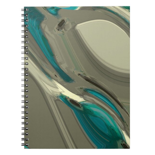 Caderno Espiral Cinzas e Abstrato-arte azul (Frente)
