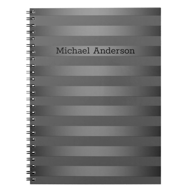 Caderno Espiral Cinzas, estriadas, gradiente, cinzas, simples (Frente)