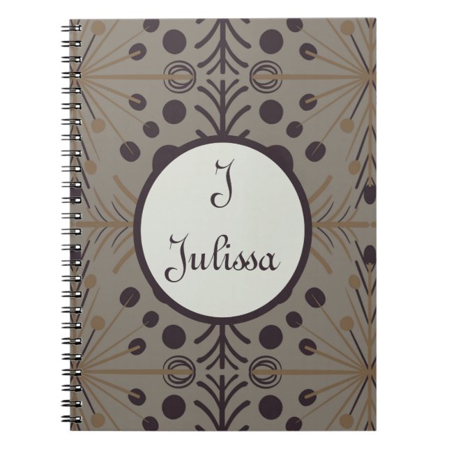 Caderno Espiral Cinzas Geométricas de Seta Boho Personalizadas (Frente)