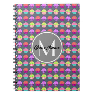 Caderno Espiral Cinzas, Monograma de Nome Personalizado