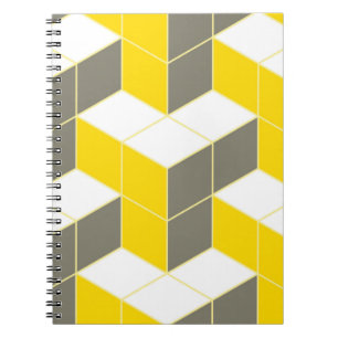 Caderno Espiral Cinzas sem costura e tridente cúbico isométrico am