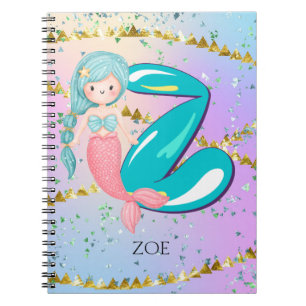 Caderno Espiral Circuito de Sereia Cuja Cor de Água - Letra Z Mono