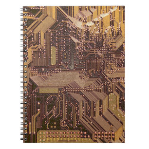 Caderno Espiral Circuitos cibernéticos Dourados V1/V2, Cyberpunk 