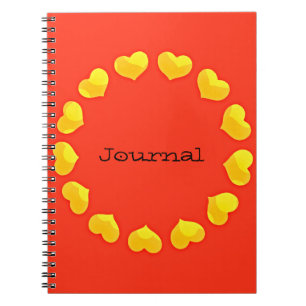 Caderno Espiral Círculo de Corações Notebook de Diário Amarelo
