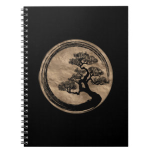 Caderno Espiral Círculo do zen de Enso e ouro da árvore dos