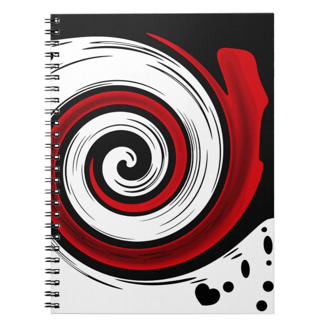 Caderno Espiral Círculo giratório de cores brancas preto modernas (Frente)