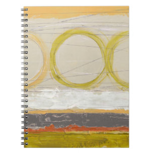 Caderno Espiral Círculos Amarelos e Laranja em Fundo Multicolor