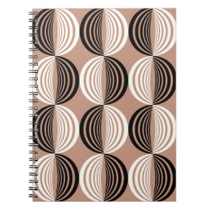 Caderno Espiral Círculos castanhos geométricos Design