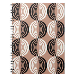 Caderno Espiral Círculos castanhos geométricos Design