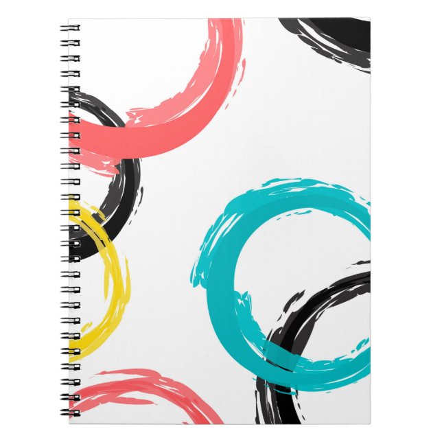 Caderno Espiral Círculos coloridos, legal, modernos, de pincel mod (Frente)