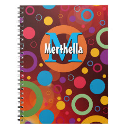 Caderno Espiral Círculos Coloridos Manchas Anéis Laranja Personali