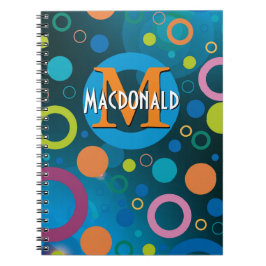 Caderno Espiral Círculos Coloridos Manchas Anéis Personalizados AZ