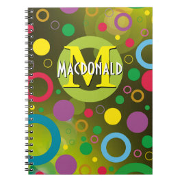 Caderno Espiral Círculos Coloridos Manchas Anéis Personalizados VE