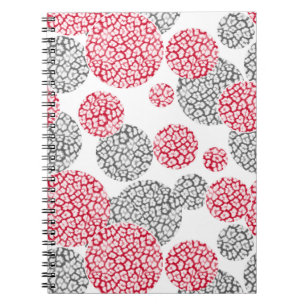 Caderno Espiral Círculos com cinza e impressão de pele-leopardo ve