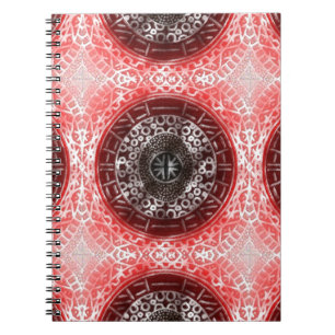 Caderno Espiral Círculos Concentrados - Impressão vermelho-vermelh