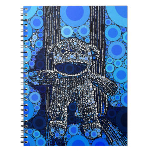 Caderno Espiral Círculos de macaco-meia azuis-funk Bolhas Pop Art