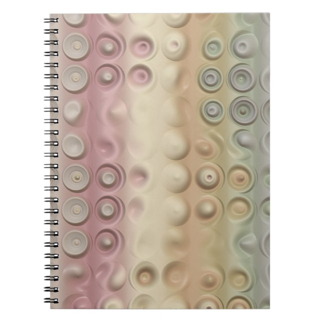 Caderno Espiral Círculos e listras cremosos Pastel Funky (Frente)