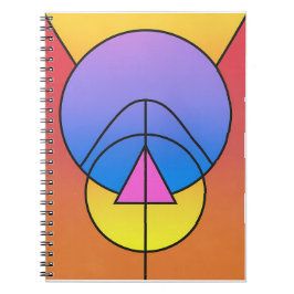 Caderno Espiral Círculos Geométricos Abstratos Linha Colorida