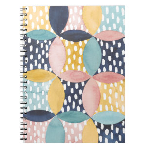Caderno Espiral Círculos Geométricos de Aquarela