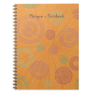 Caderno Espiral Círculos personalizados e notebook Starburst laran