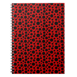 Caderno Espiral Círculos Pretos c/Vermelho Escuro