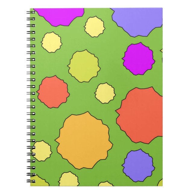 Caderno Espiral Círculos retrô funky coloridos (Frente)