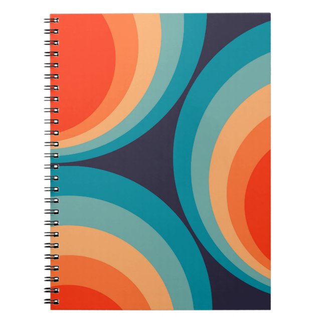 Caderno Espiral Círculos retrorreflectores coloridos design (Frente)