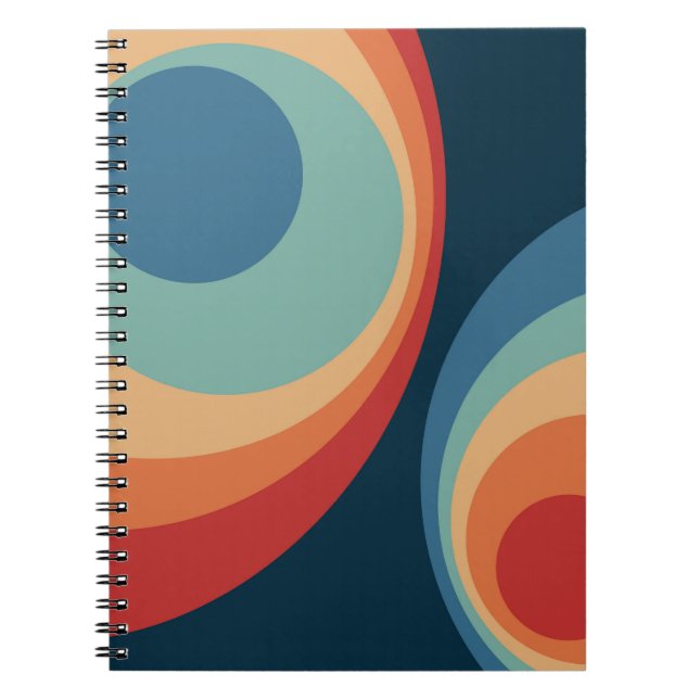 Caderno Espiral Círculos retrorreflectores coloridos design (Frente)