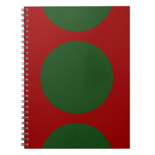 Caderno Espiral Círculos verdes negros no notebook vermelho