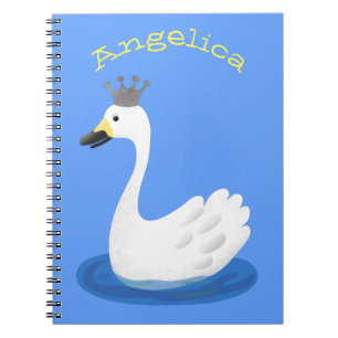 Caderno Espiral Cisne branco bonito com desenho animado