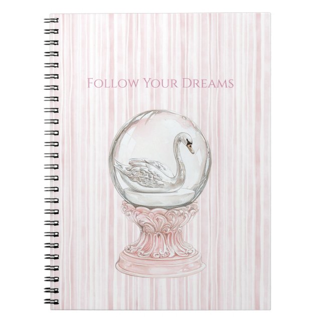 Caderno Espiral Cisne Listras Rosa   (Frente)