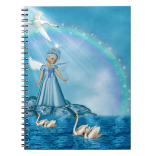 Caderno Espiral Cisnes Brancas E Anjo