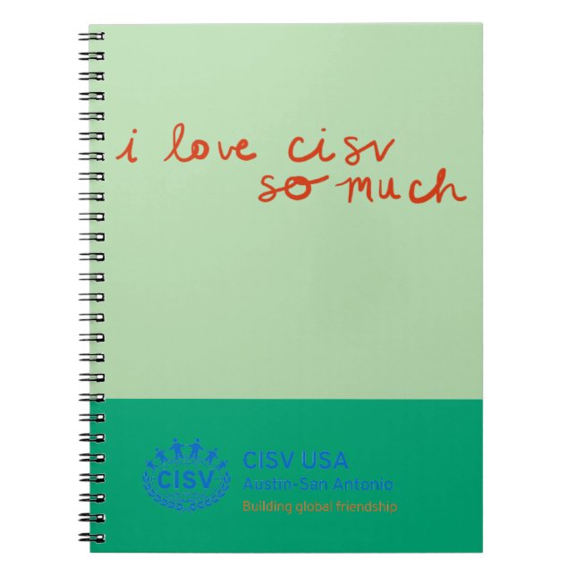 Caderno Espiral CISV Austin "Eu amo tanto o CISV." (Frente)