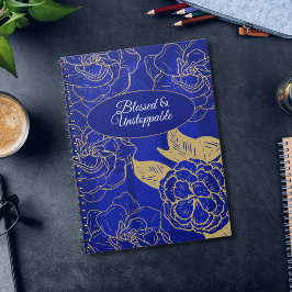 Caderno Espiral Citação Abençoada e Incontrolável em Floral Vintag