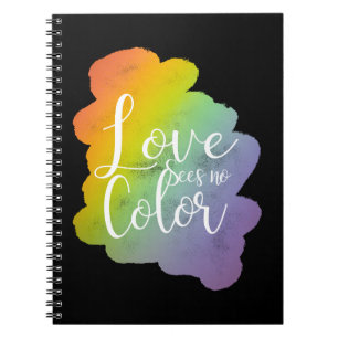 Caderno Espiral Citação Amor Não Vê Cor Arco-Íris Preto
