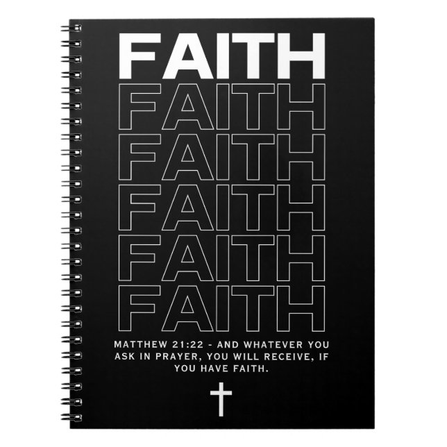 Caderno Espiral Citação Bíblica Sobre Fé Mateus 21:22 (Frente)