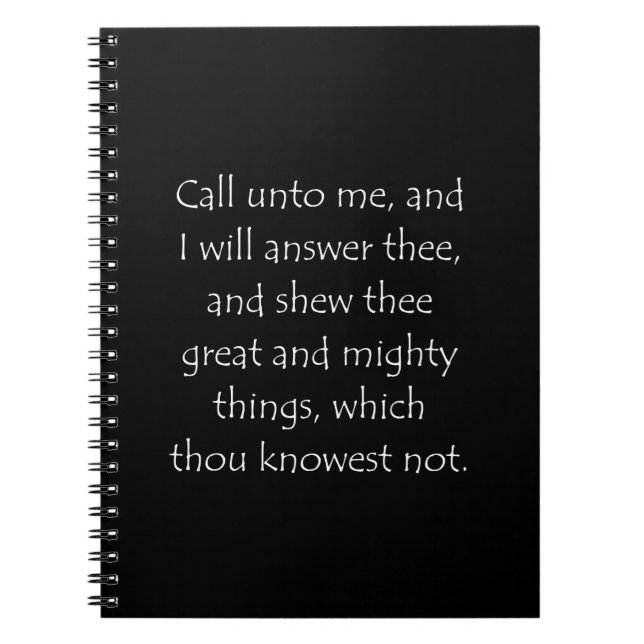 Caderno Espiral Citação das escrituras Jeremiah 33 3 (Frente)