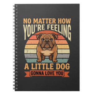 Caderno Espiral Citação de Amor de Bulldog Engraçado Retro Cachorr