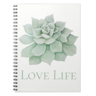 Caderno Espiral Citação de Atitude de Suculenta Cacto Verde Menta