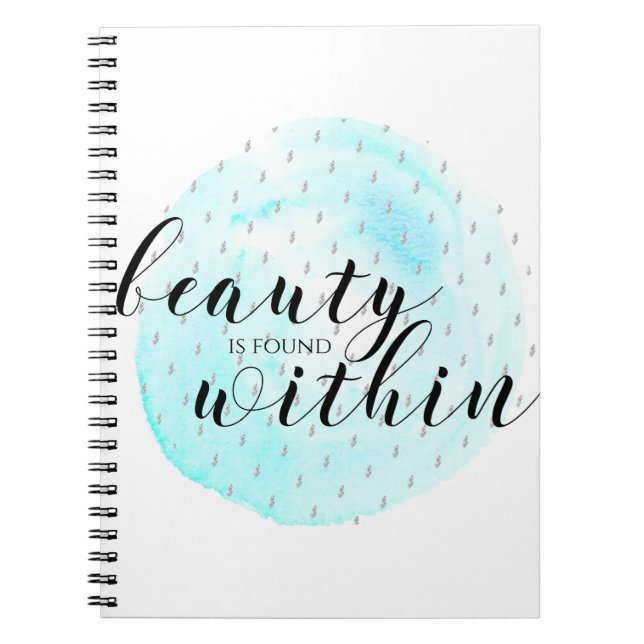 Caderno Espiral Citação de Beleza de Cores Aquáticas (Frente)