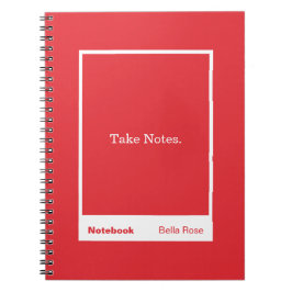 Caderno Espiral Citação de Bloco Vermelho Brilhante Clássico