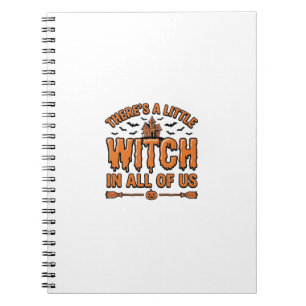 Caderno Espiral Citação de Bruxa de Halloween Design Vetorial Vint