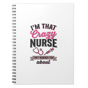 Caderno Espiral Citação de Enfermeira Louca Camisa de Gravura Vint