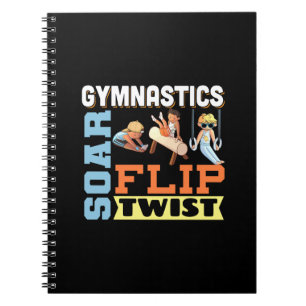 Caderno Espiral Citação de Ginástica Masculina - Voar Giro Torcer
