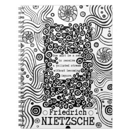 Caderno Espiral Citação de ilustração de tinta pURE do Nietzsche