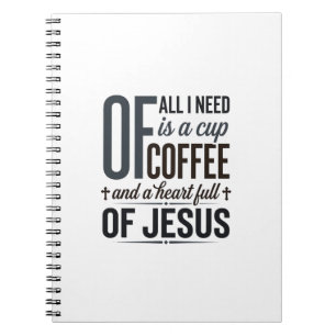 Caderno Espiral Citação de Jesus do Café Cristão Camisa Vintage De
