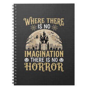 Caderno Espiral Citação de Terror de Halloween Castelo Assombrado
