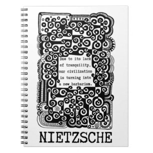 Caderno Espiral Citação de TRANQUILIDADE e barbarismo de Nietzsche