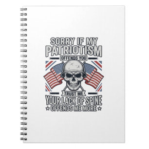 Caderno Espiral Citação de Vetor de Desenho de Caveira Patriótica 