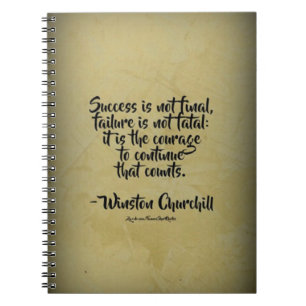 Caderno Espiral Citação de Winston Churchill; Sucesso